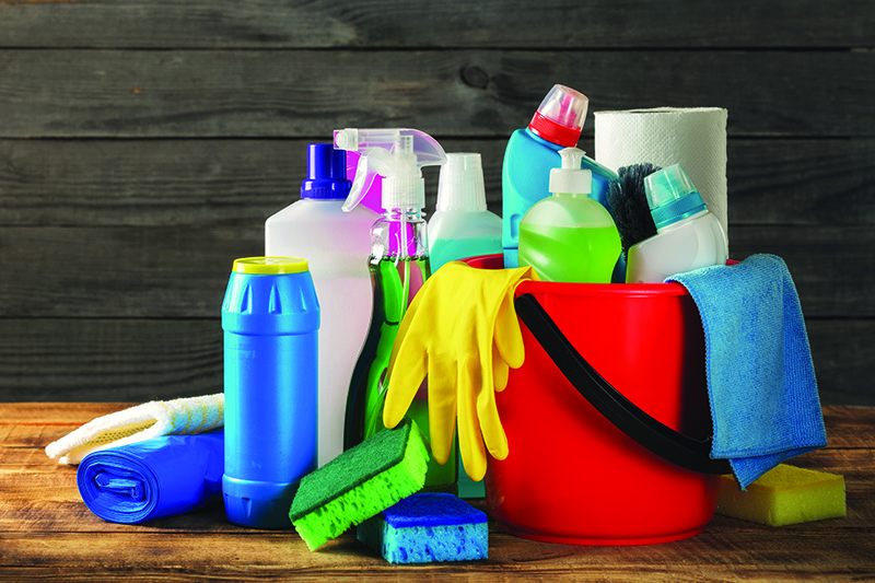 Cleaning Products in a Bucket
