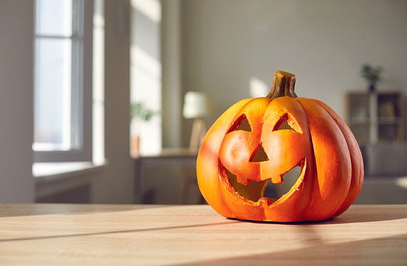 Jack-O-Lantern on a table