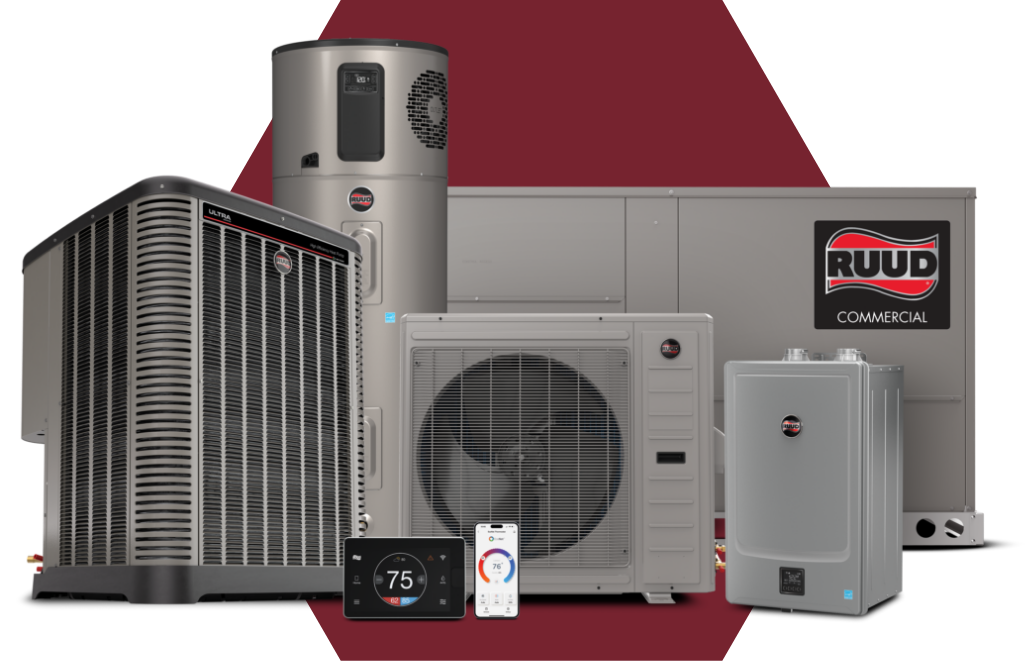 Lineup of Ruud commercial HVAC products